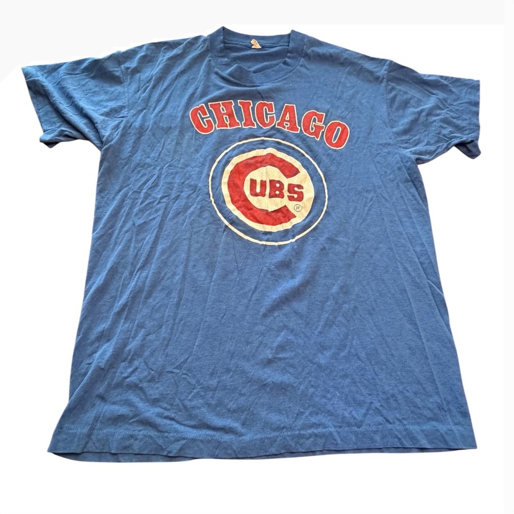 Vintage Chicago Cubs Screen Stars Single Stitch T Shirt USA 80s Size XL Worn In